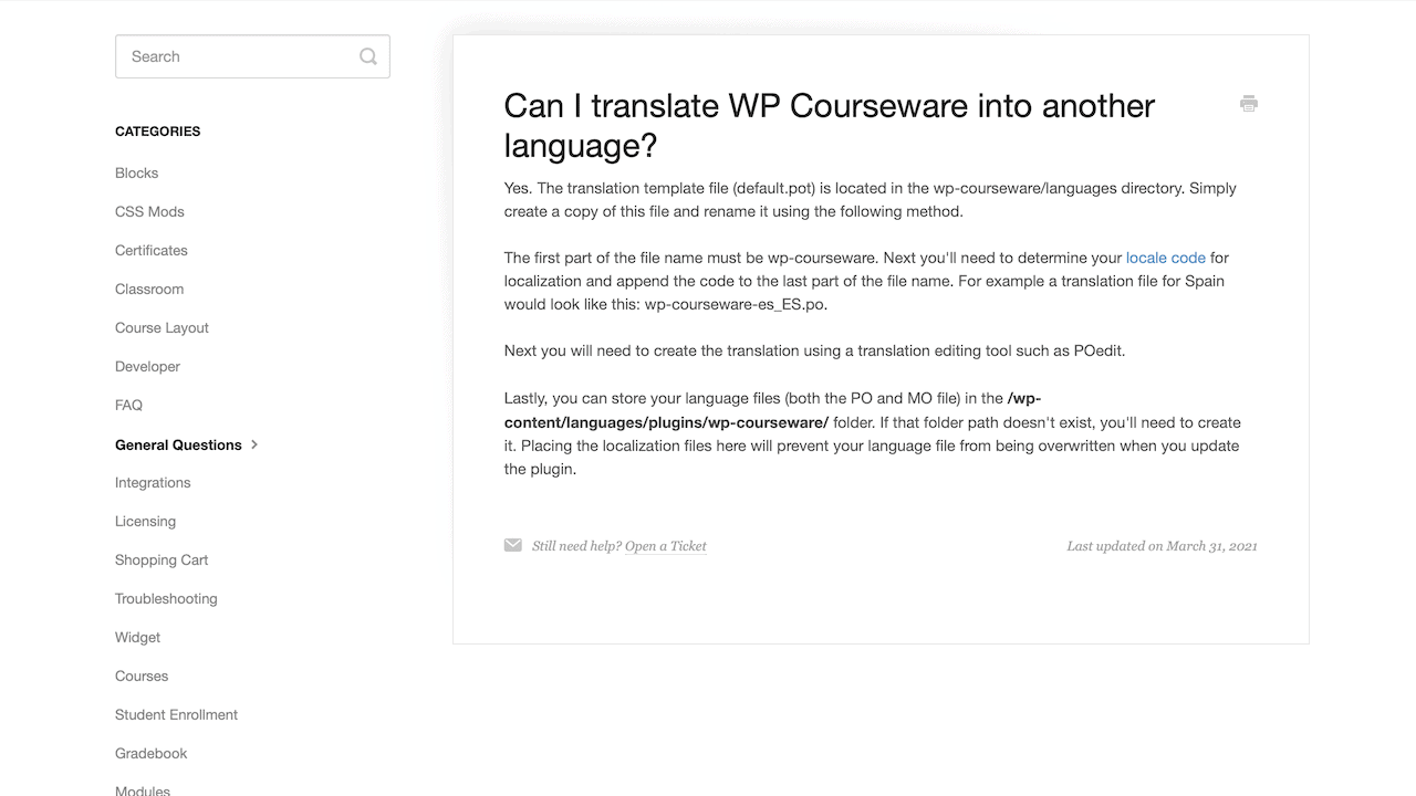WP Courseware Übersetzung FAQ