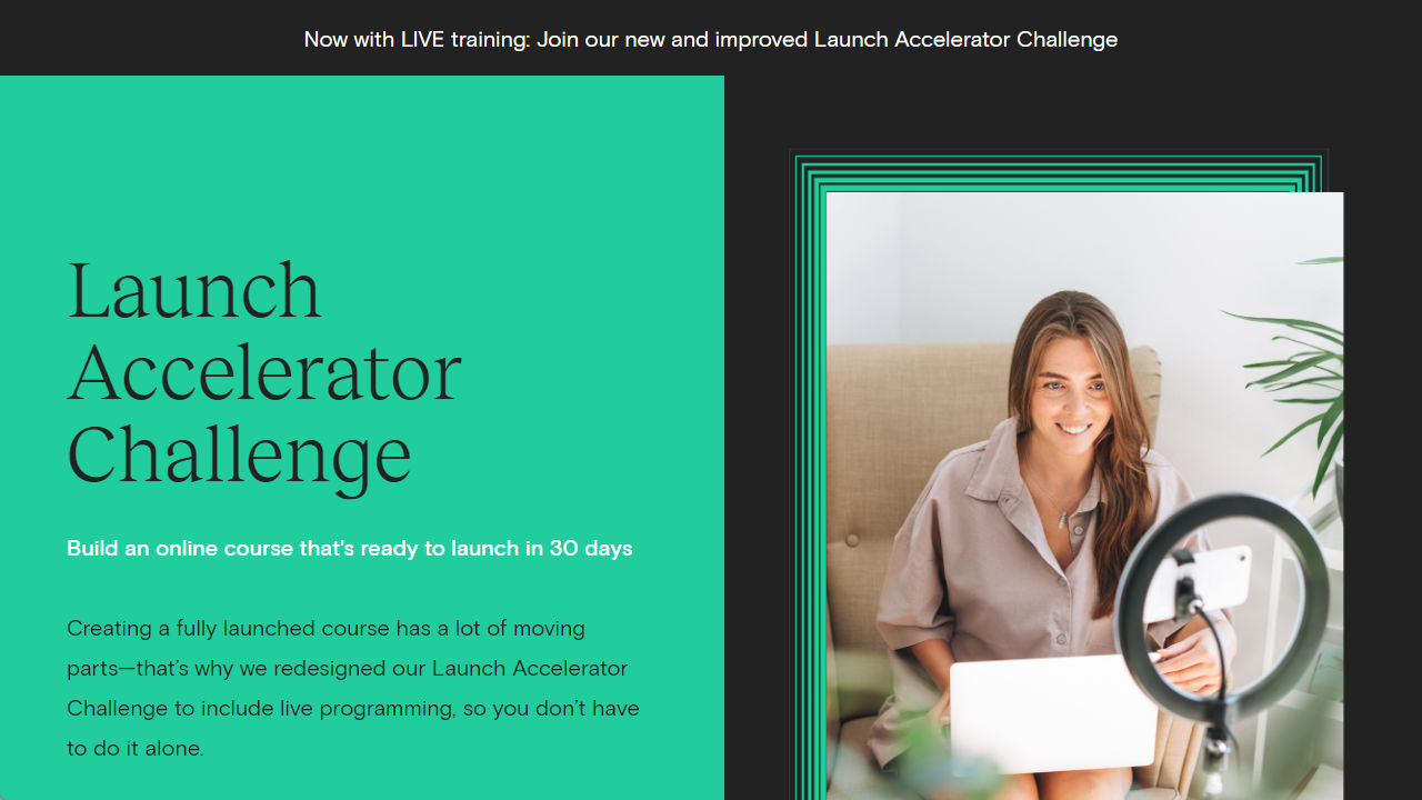 Die Startseite der Teachable Launch Accelerator Challenge.