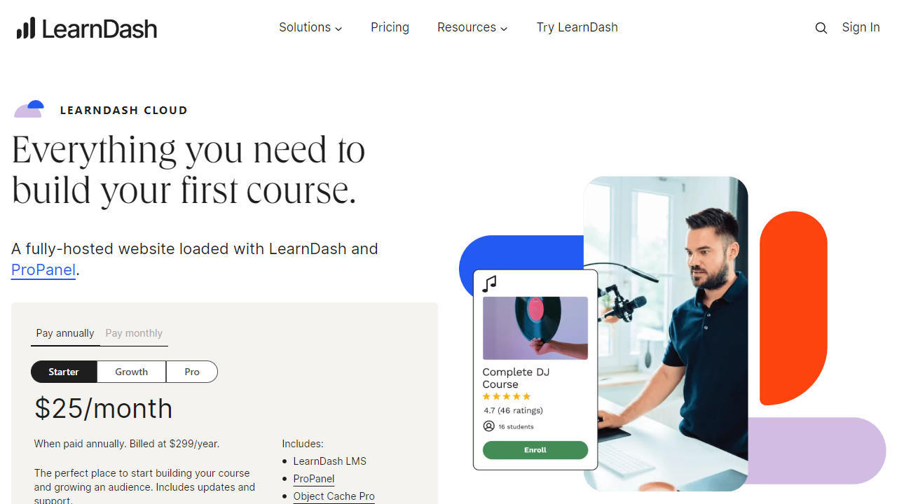 Die Homepage von LearnDash Cloud.